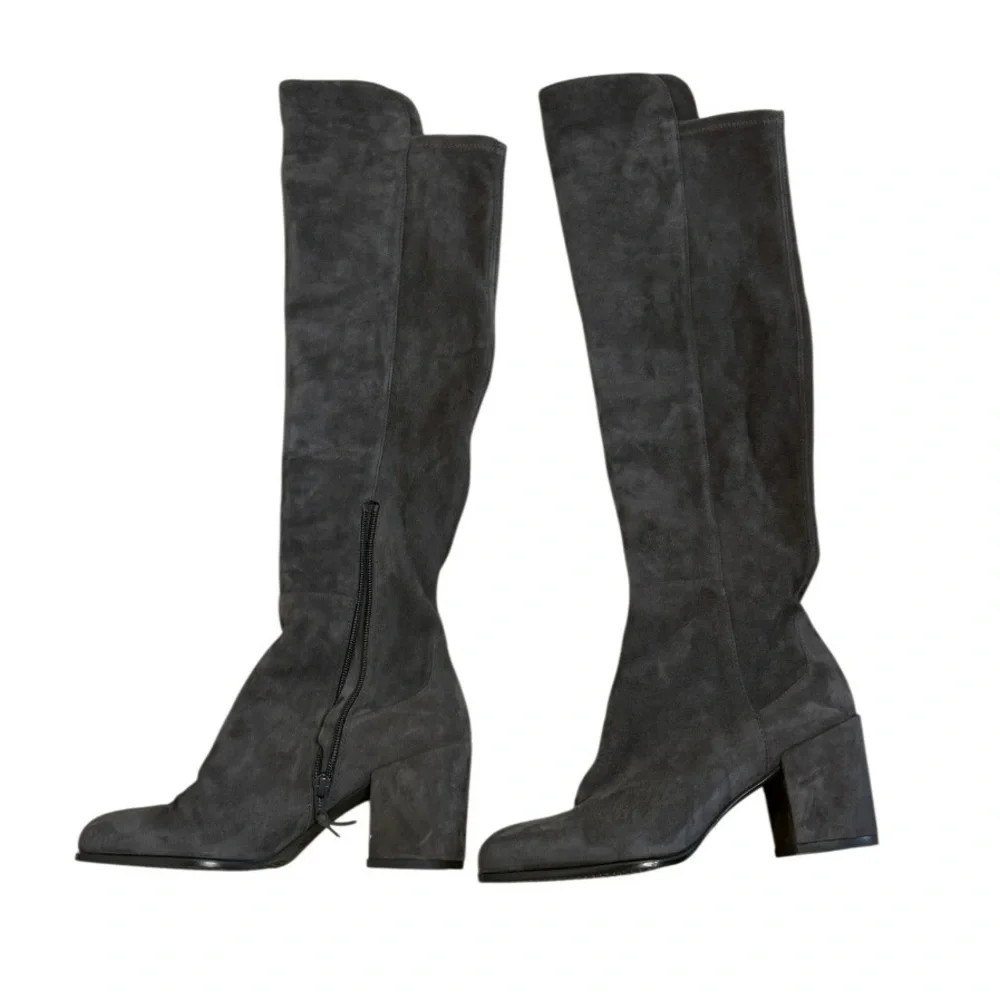 Stuart Weitzman‎ Alljack Over The Knee Boots Slate Gray Suede Sz 7.5M